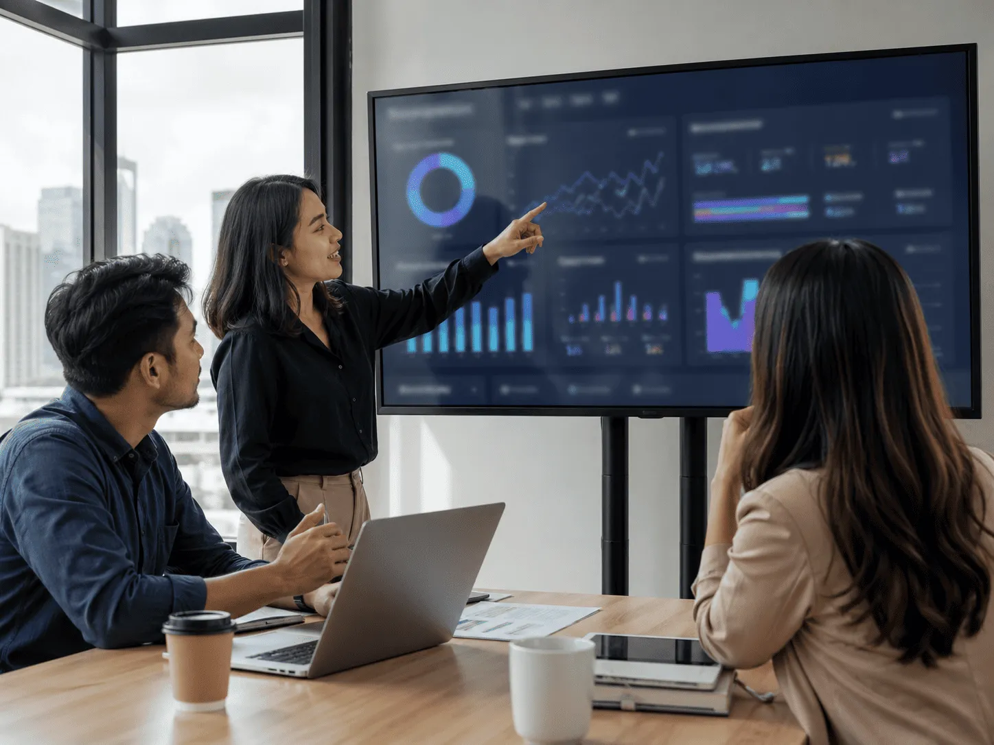 Tampilan dekat dashboard analitik performa listing properti di laptop